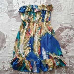 #0154 Charlotte Russe Tropical Print Strapless  Sundress W/Out The Belt Size XS